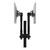 ATDEC AWMS-2-D40 Black dual monitor mount with black arms and limited 180° rotation capabilities.