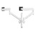ATDEC AWMS-2-D40 White dual monitor desk mount with adjustable white arms and 180° rotation limit.