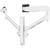 ATDEC AWMS-2-D40 White dual monitor mount with adjustable arms and 180° rotation limit, supports 27" monitors.