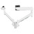 ATDEC AWMS-2-D13 white monitor arm with dual adjustable arms, VESA mount, fingertip movement.