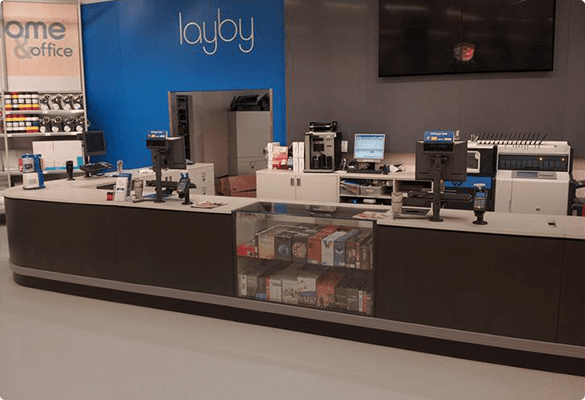 Modular POS mount configuration for retail service counters