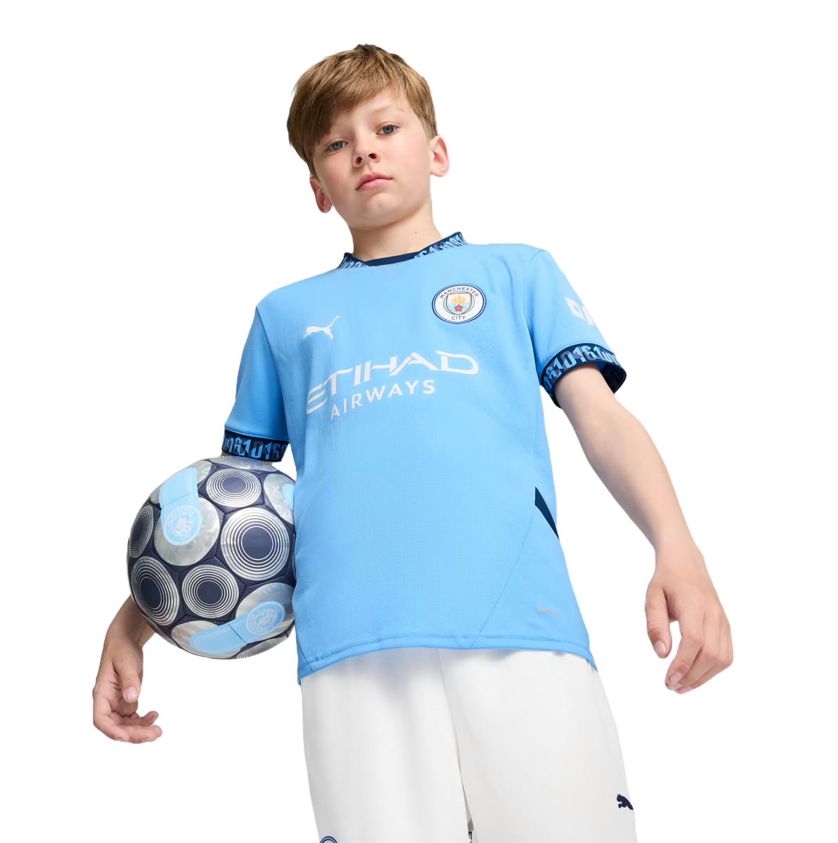 DE BRUYNE #17 Manchester City 24/25 Kid's Home Shirt and Shorts - PL Font