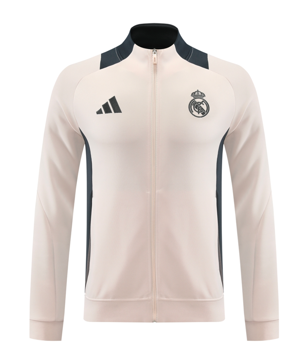 Real Madrid 24/25 Men's Beige Long Zip Jacket