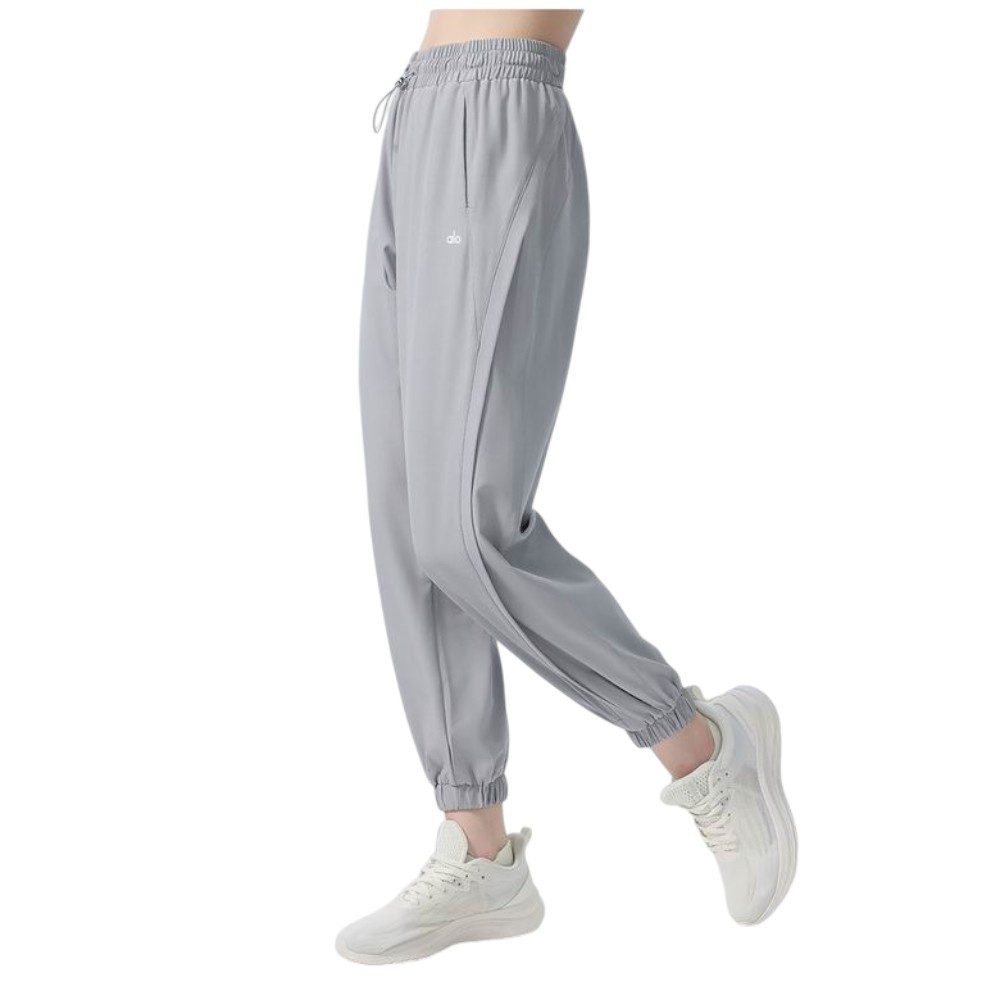 Alo Women's Light Gray High-Waisted Joggers