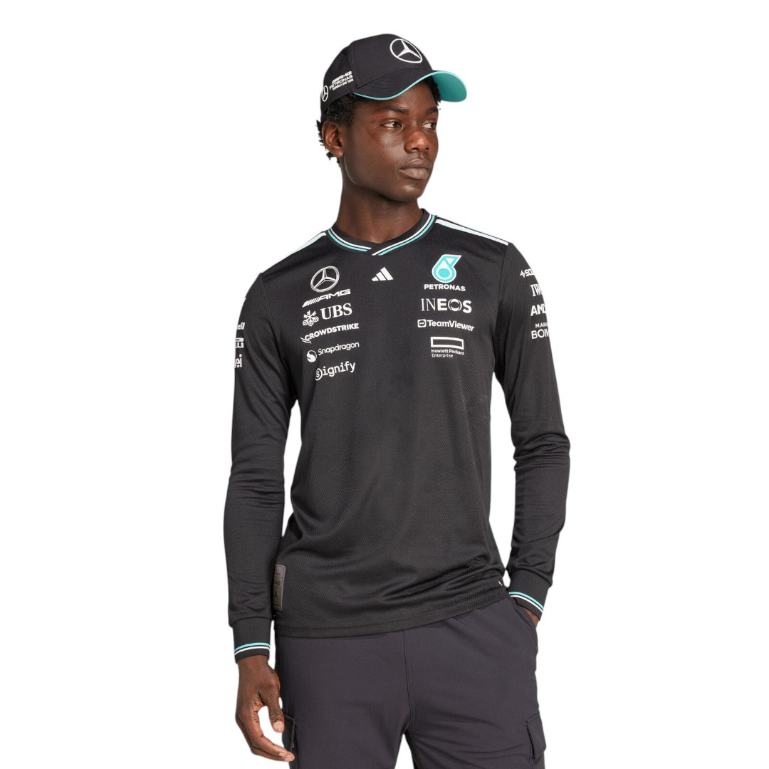 Mercedes-AMG 2025 Black Authentic Long Sleeve Driver T-Shirt