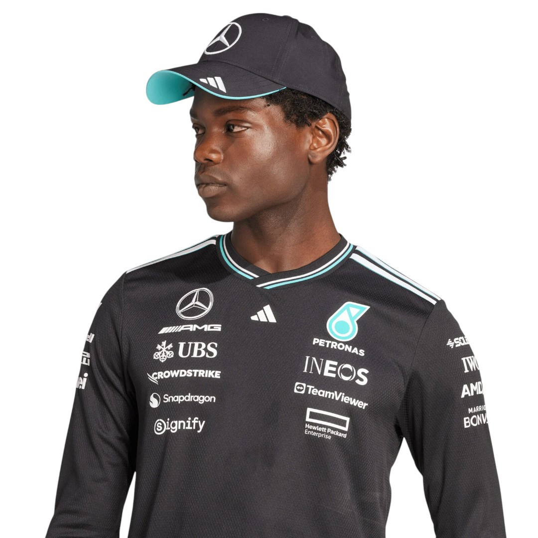 Mercedes-AMG 2025 Black Authentic Long Sleeve Driver T-Shirt