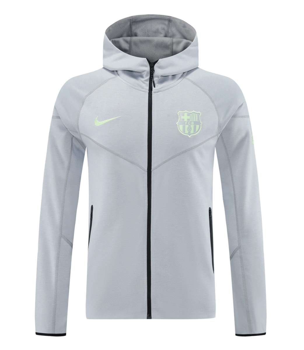 Barcelona 24/25 Men's Gray Long Zip Hoodie Tracksuit