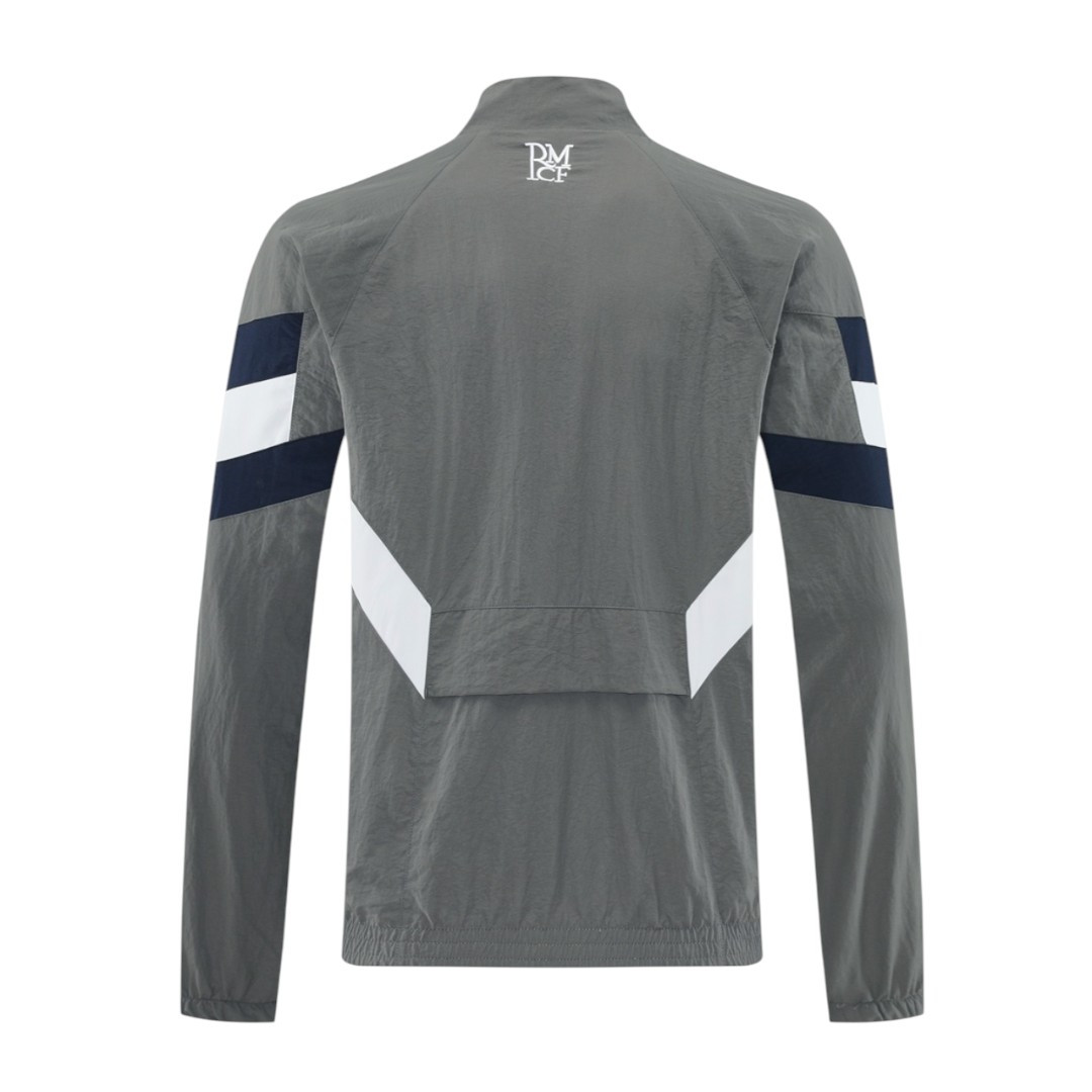 Real Madrid 25/26 Men's Gray Long Zip Windbreaker