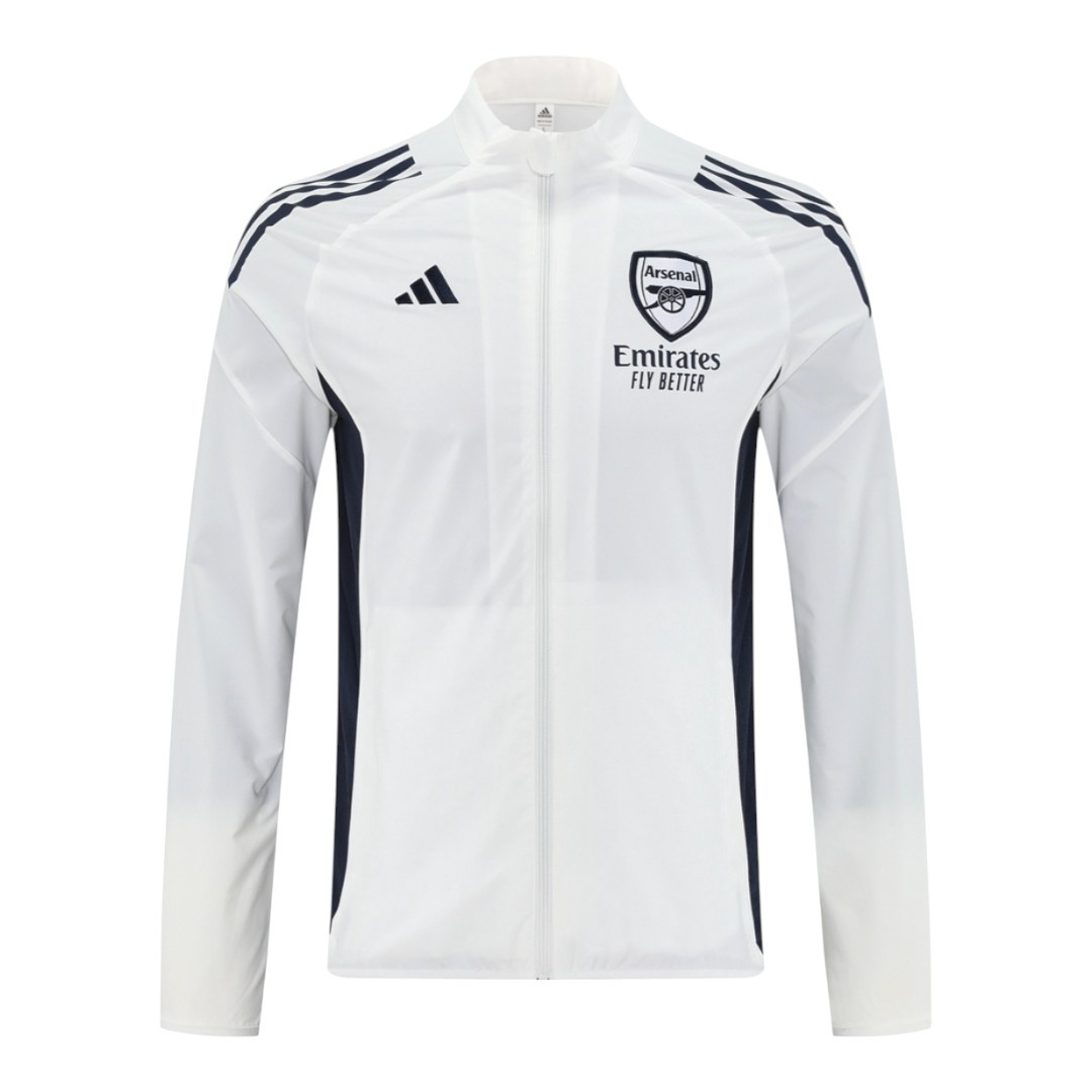 Arsenal 25/26 Men's White Long Zip Windbreaker