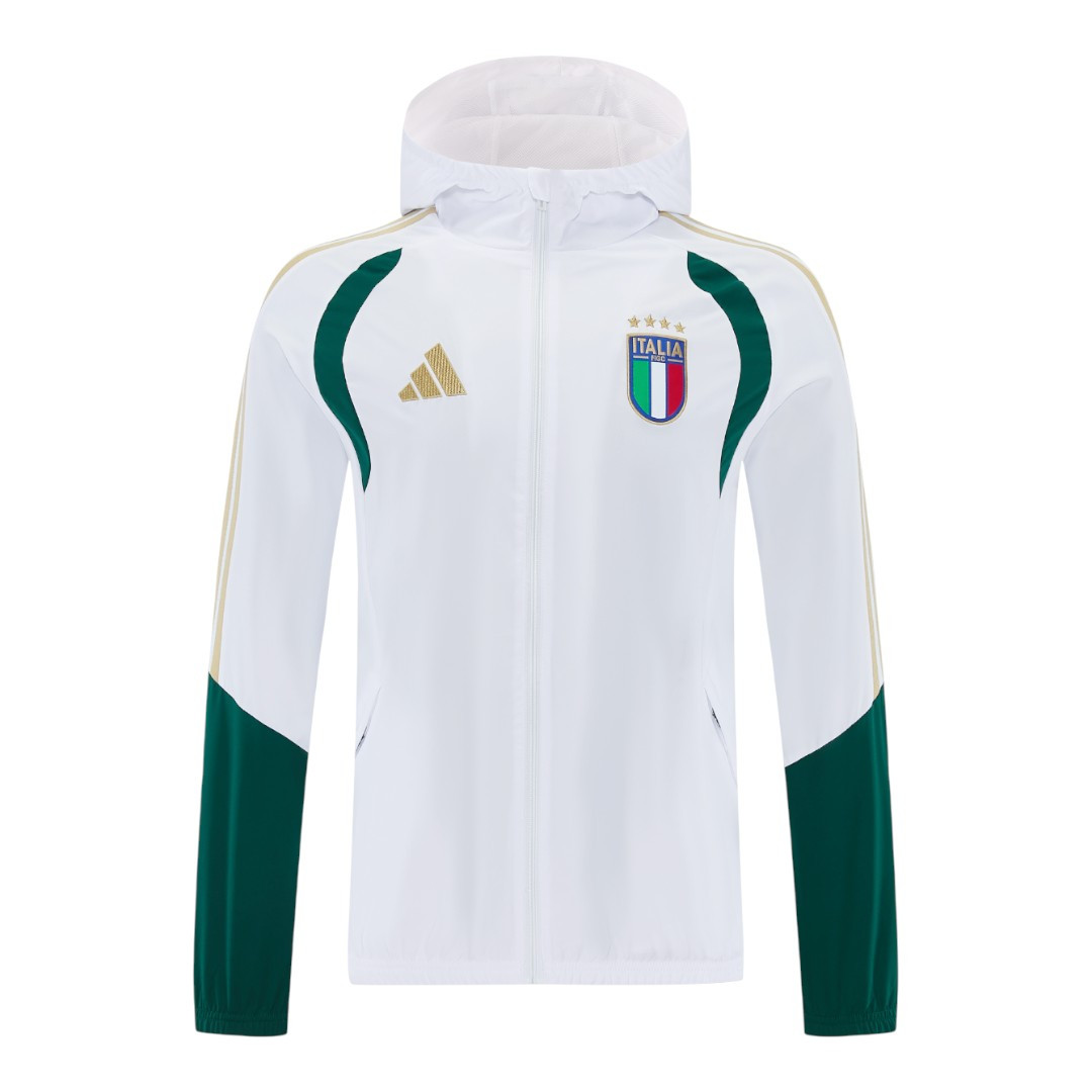 Italy 2026 Men's White Long Zip Windbreaker
