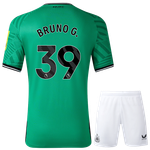 BRUNO G. #39 Newcastle United 23/24 Kid's Away Shirt and Shorts - PL Font