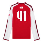 RICE #41 Arsenal 26/27 Men's Home Long Sleeve Shirt - Club Font