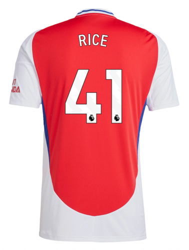 RICE #41 Arsenal 24/25 Stadium Men's Home Shirt - PL Font