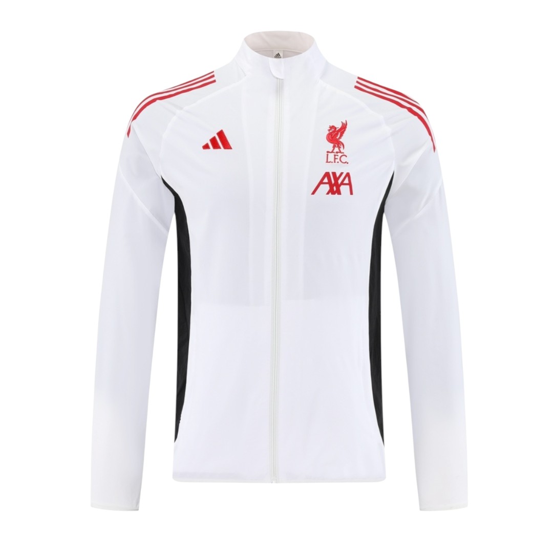 Liverpool 25/26 Men's White Long Zip Windbreaker