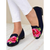 By Paige Needlepoint Shoes Peony on Navy Women's Loafer