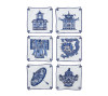 Indochine Cocktail Napkins in White & Blue, Set of 6 in a Gift Box by Kim Seybert