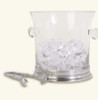 Match Pewter Crystal Ice Bucket w/Handles and Tongs Set