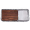 Mariposa Pearled Cheese And Cracker Server With Dark Wood Insert