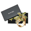 Kim Seybert Palm Coast Napkin Ring in Green & Gold - Set of 4 in a Gift Box