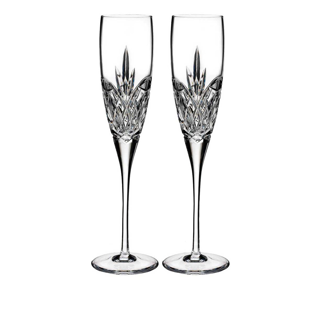 Waterford Crystal Toasting Champagne Flutes Heirloom Wedding Hearts glasses  - 2