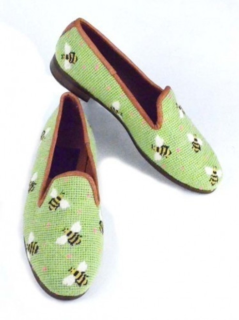 By Paige Women's Needlepoint Mule in Bees on Lime