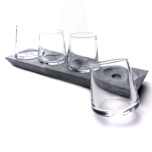 Ludlow Whiskey Glass Set with Wood Base - Jung Lee NY