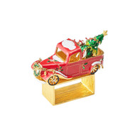 Kim Seybert Xmas Truck Napkin Ring in Red, Green & Gold - Set of 4 in a Gift Box