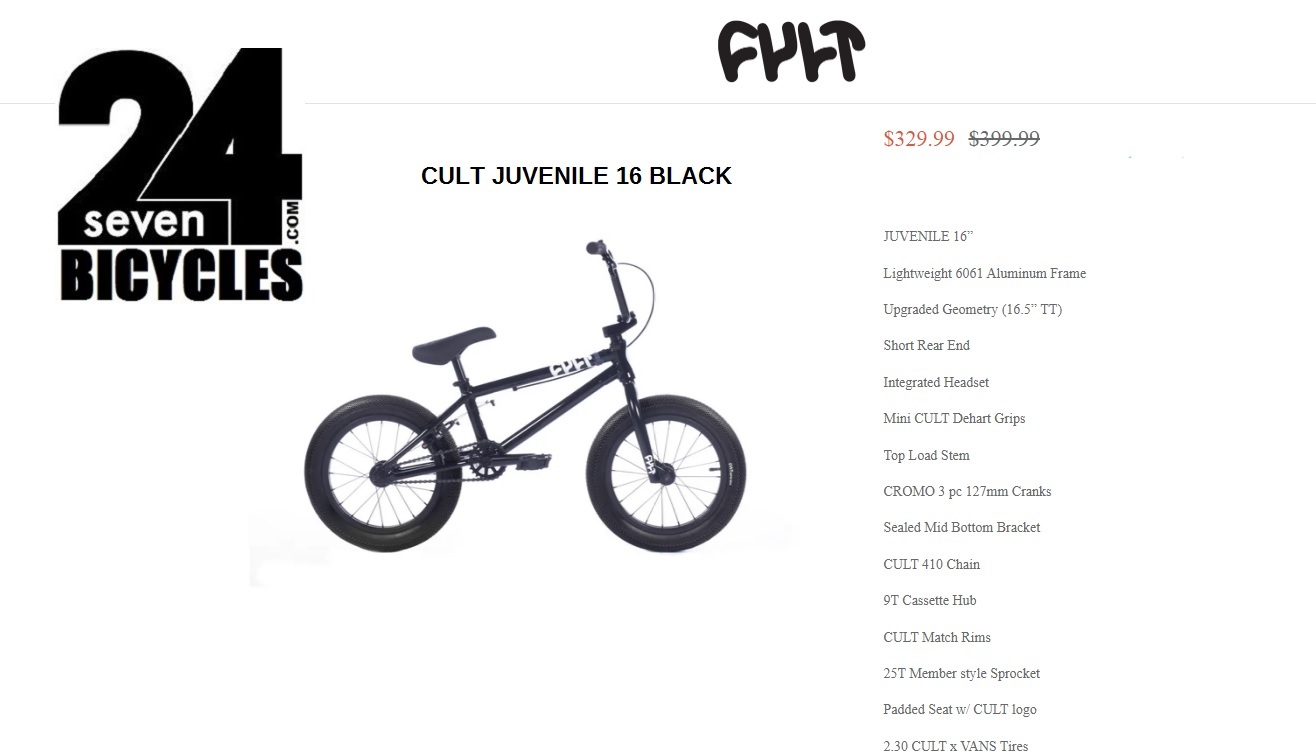 2025 CULT JUVENILE 16 BLACK