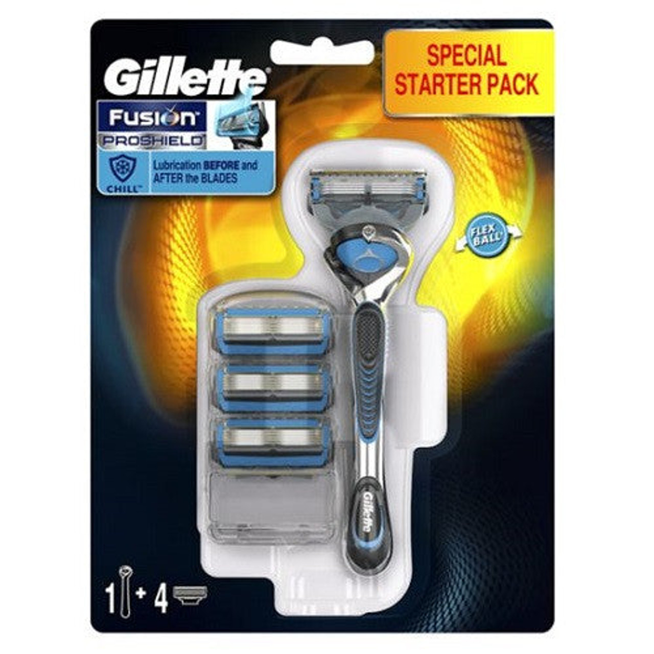 Gillette Fusion Proshield Flexball Chill Razor Plus 4 Blades - Look Incredible