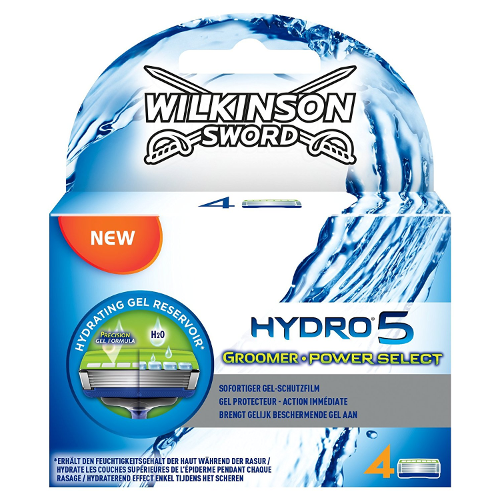 Wilkinson Sword Hydro 5 Groomer & Power Select Men's Razor Blades - Pack of 4