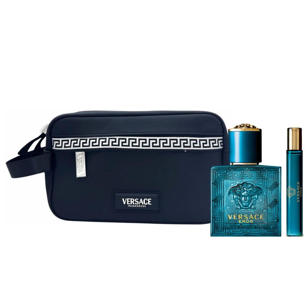 Versace Eros Gift Set 100ml EDT + 10ml EDT + Toiletry Bag