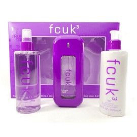 FCUK 3 Gift Set 100ml EDT Spray + 250ml Fragrance Mist + 250ml Body Lotion - Feel Gorgeous