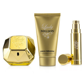 Paco Rabanne Lady Million Gift Set 80ml EDP Spray + 10ml EDP Travel Spray + 75ml Body Lotion
