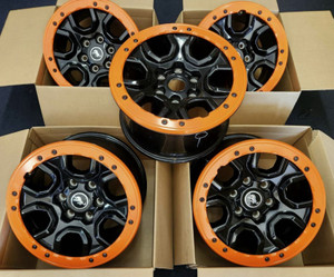 17" FORD BRONCO SASQUATCH WHEEL RIM FACTORY OEM 10388 2021-25 GLOSS BLACK ORANGE