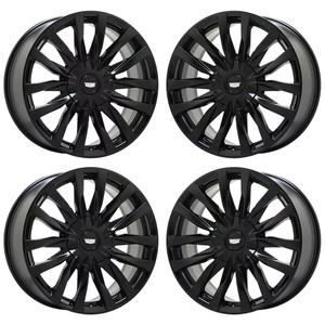 22" CADILLAC ESCALADE  GLOSS BLACK WHEELS RIMS FACTORY OEM 4873 CENTER CAPS SET
