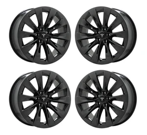 20" TESLA MODEL X  WHEELS RIMS FACTORY OEM SET GLOSS BLACK 2016-21 97800/97801