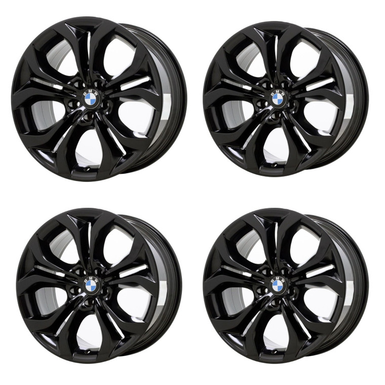 20" BMW OEM X5M X6M X5 X6 336M E71 E72 GLOSS BLACK Wheels Rims 71447 71448