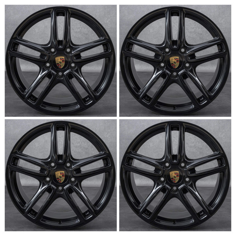 19" PORSCHE PANAMERA GLOSS BLACK WHEELS RIMS SET 67386 67388