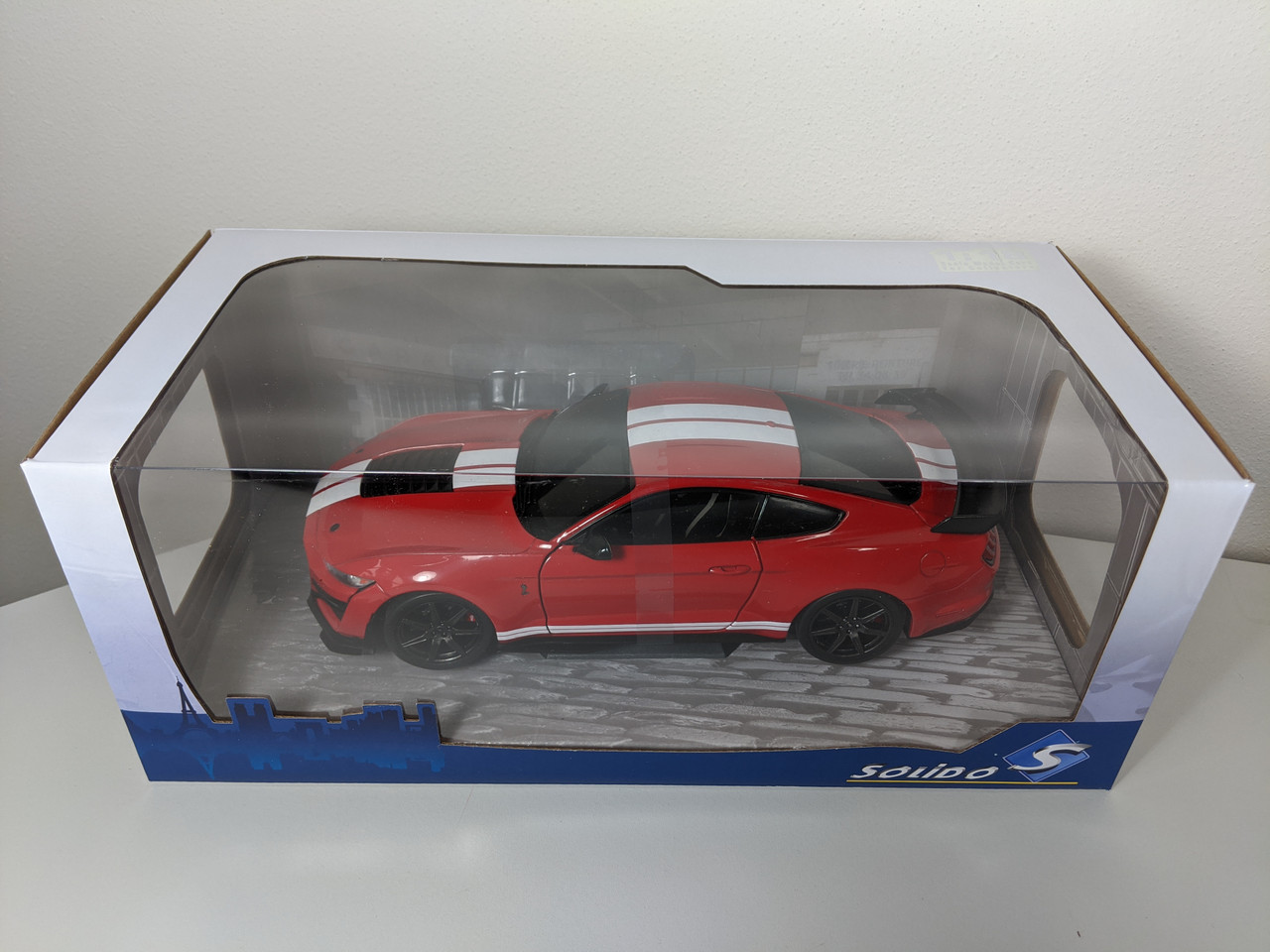 1:18 2020 Ford Mustang Shelby GT500, Fast Track, Red with White Stripes by  Solido