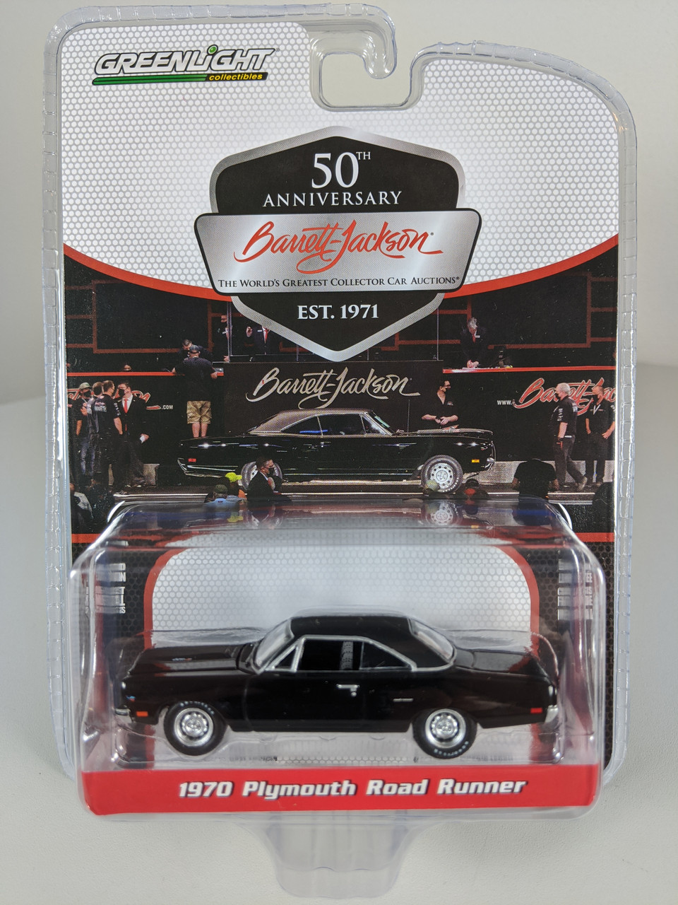 1:64 Barrett-Jackson ‘Scottsdale Edition’ Series 8 - 1970 Plymouth Road  Runner (Lot #970.1) - Gloss Black with Matte Black Stripes