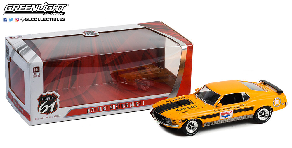 Modèle Réduit Greenlight 1/64 - Ford Mustang 1970 Pace Car Michigan Speedway - Neuf, Couleur Turquoise