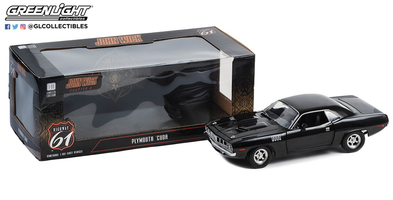 1:18 John Wick: Chapter 4 (2023) - 1971 Plymouth Cuda, Black by Highway 61  - Town and Country Toys