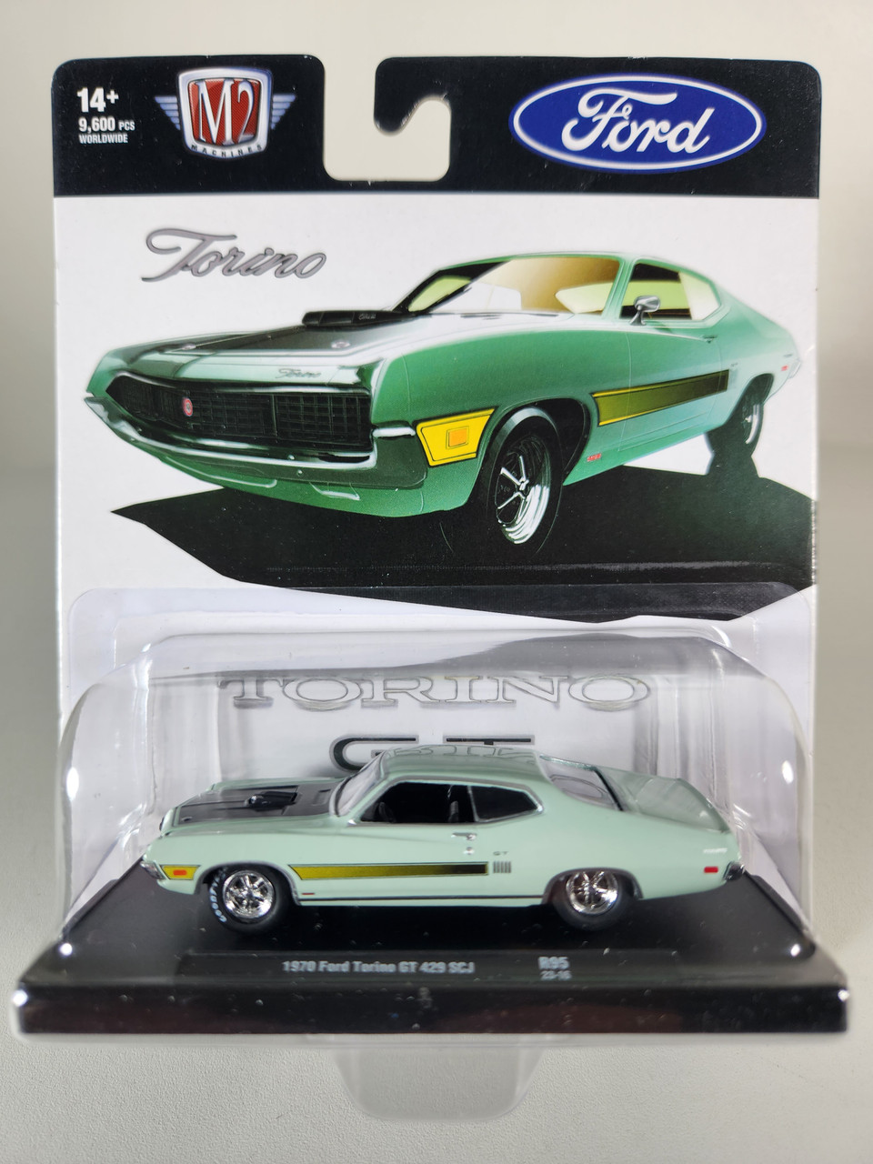 1:64 1970 Ford Torino GT 429 SCJ, Green, Auto Drivers by M2 - Town