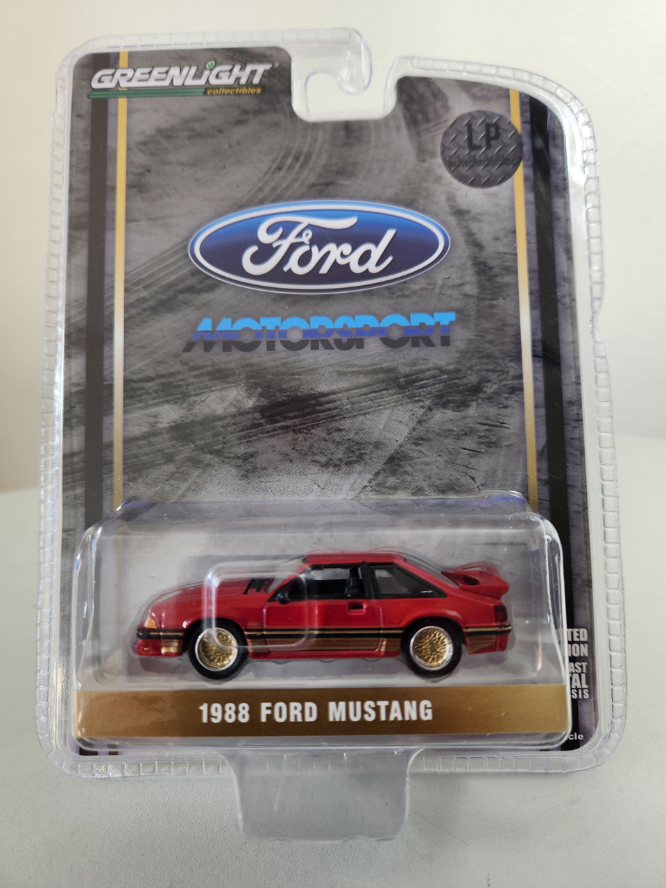 1:64 1988 Fox Body SLN Mustang, Scarlet Red with Gold Stripe and