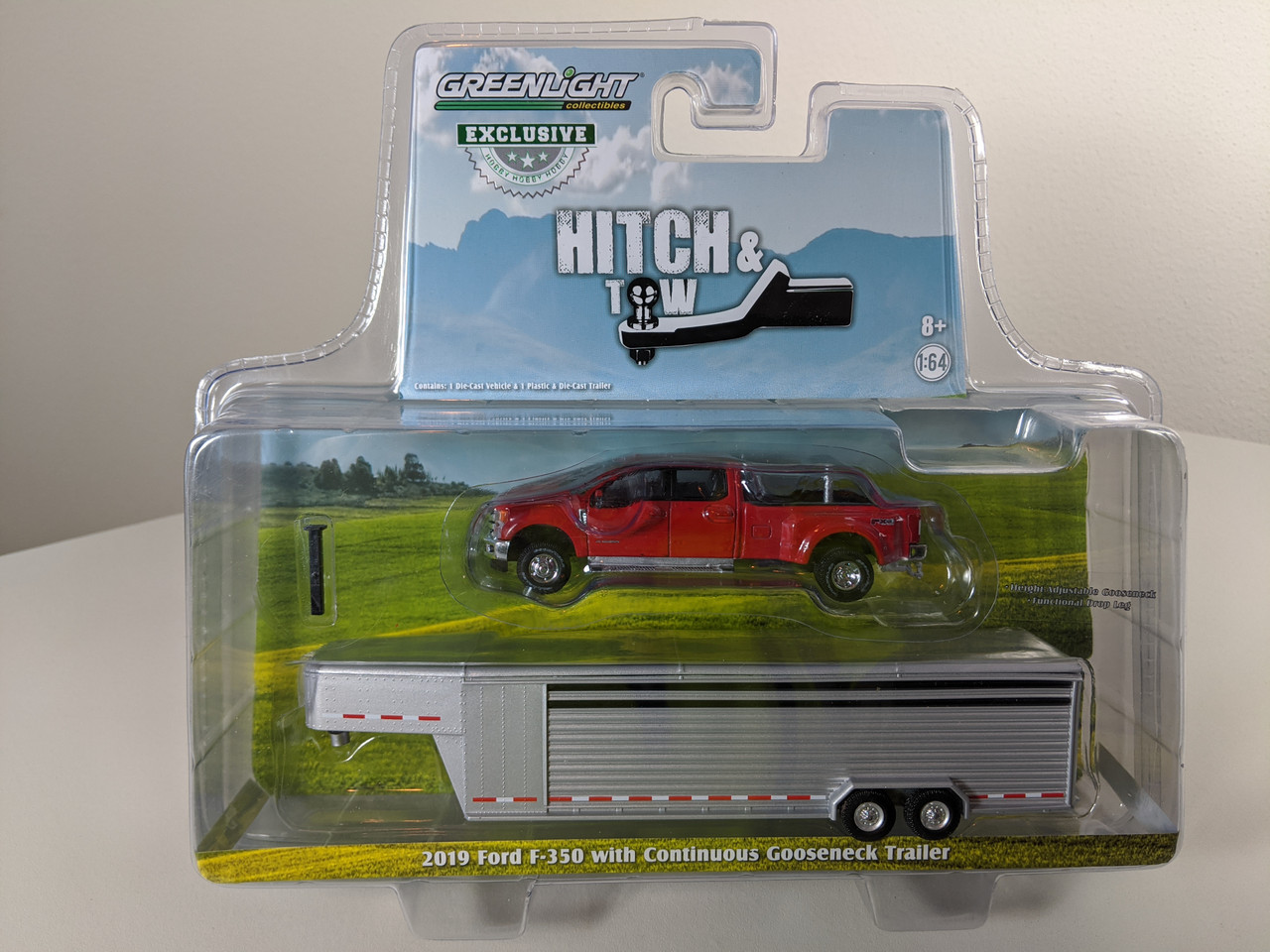 1:64 2019 Ford F-350 – Race Red w/Polished Aluminum Continuous Trailer –  OMT Exclusive