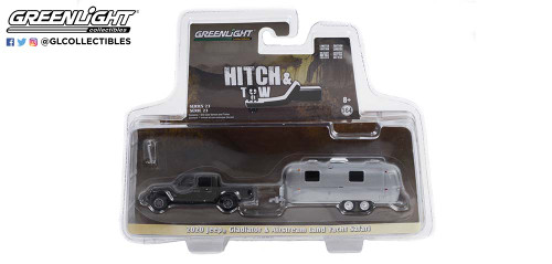 1:64 Hitch & Tow Series 23 - 2020 Jeep Gladiator in Granite Crystal Metallic with Airstream Double-Axle Land Yacht Safari