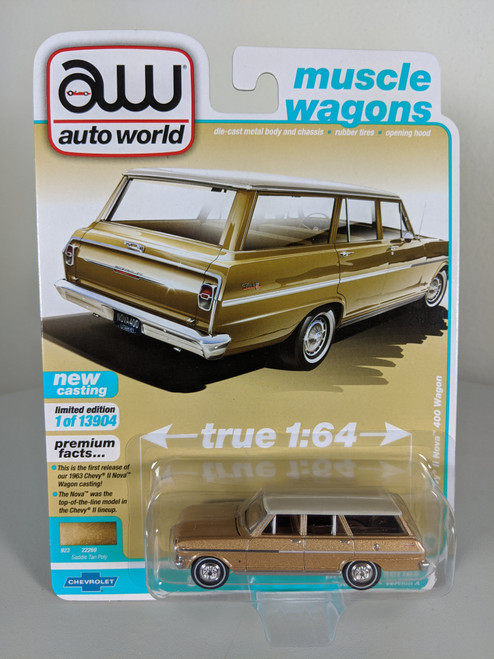 1:64 1963 Chevy II Nova 400 Wagon, Saddle Tan Poly and Cream Top by Auto World