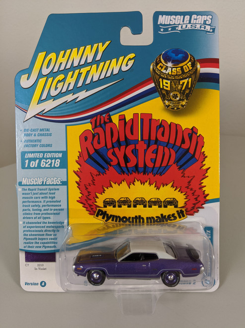1:64 1971 Plymouth GTX, 440, Violet, Muscle Cars USA by Johnny Lightning