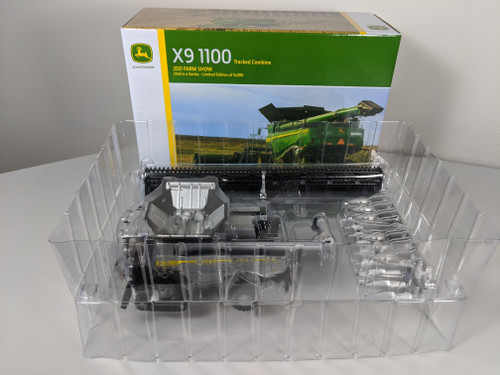 1:64 John Deere X9 1100 Tracked Combine, 2021 Farm Show Silver Chase Edition with Folding Corn Head and  Draper Grain Head  by Ertl