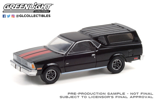 1:64 1981 Chevrolet El Camino with Camper Shell - Black with Red Stripes (Hobby Exclusive)
